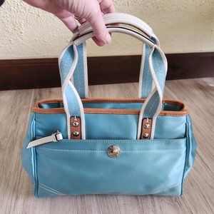 Vintage Coach Hampton Satin Blue Handbag Purse